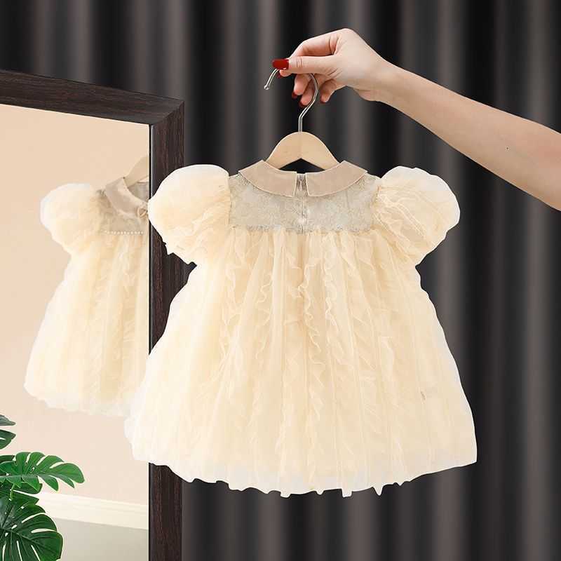 Girl's Dresses Girls' dress, summer dress, 2024 new children's clothing, children's bubble sleeve dress, children's one year 