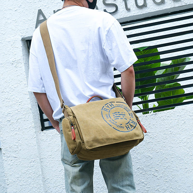 Canvas backpack with multiple compartments, fashionable shoulder business and leisure handbag, crossbody bag, men's official document computer ba