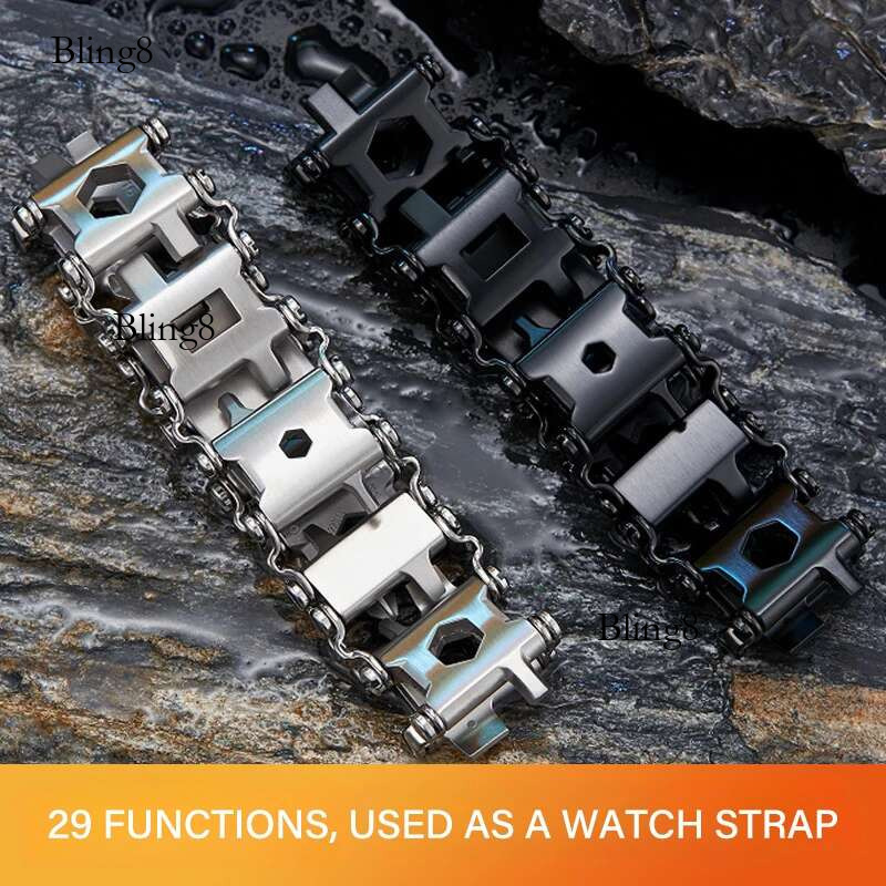 Multifunctional Stainless Steel Men's Outdoor Tool 29 in 1 Bracelet European and American Couple Watch Strap