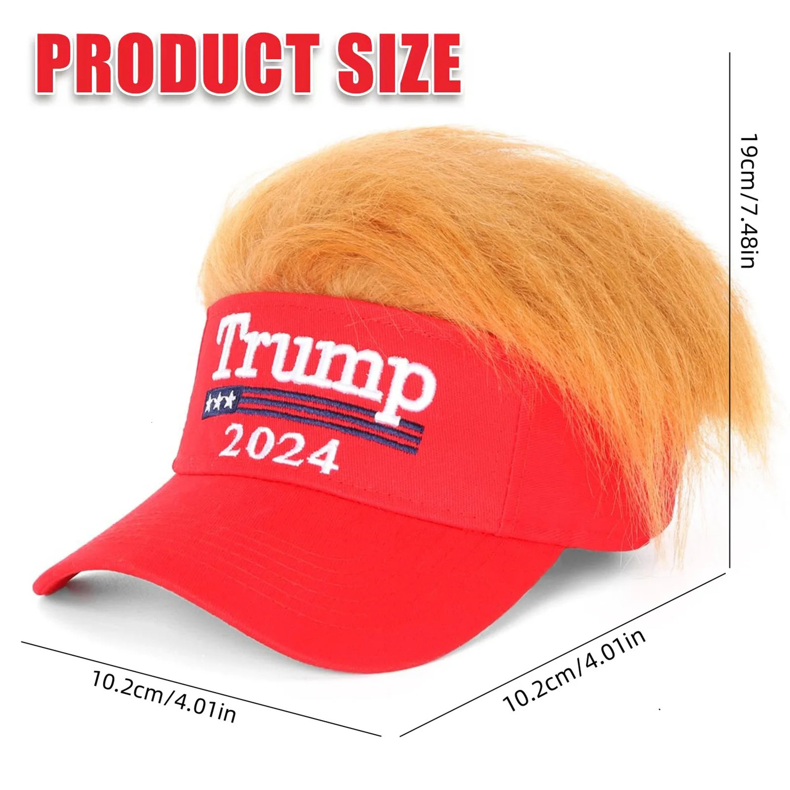 Trump Hat and Wig Donald Commercial Baseball Male Children Republican Vice President Fishing Hiking 250313