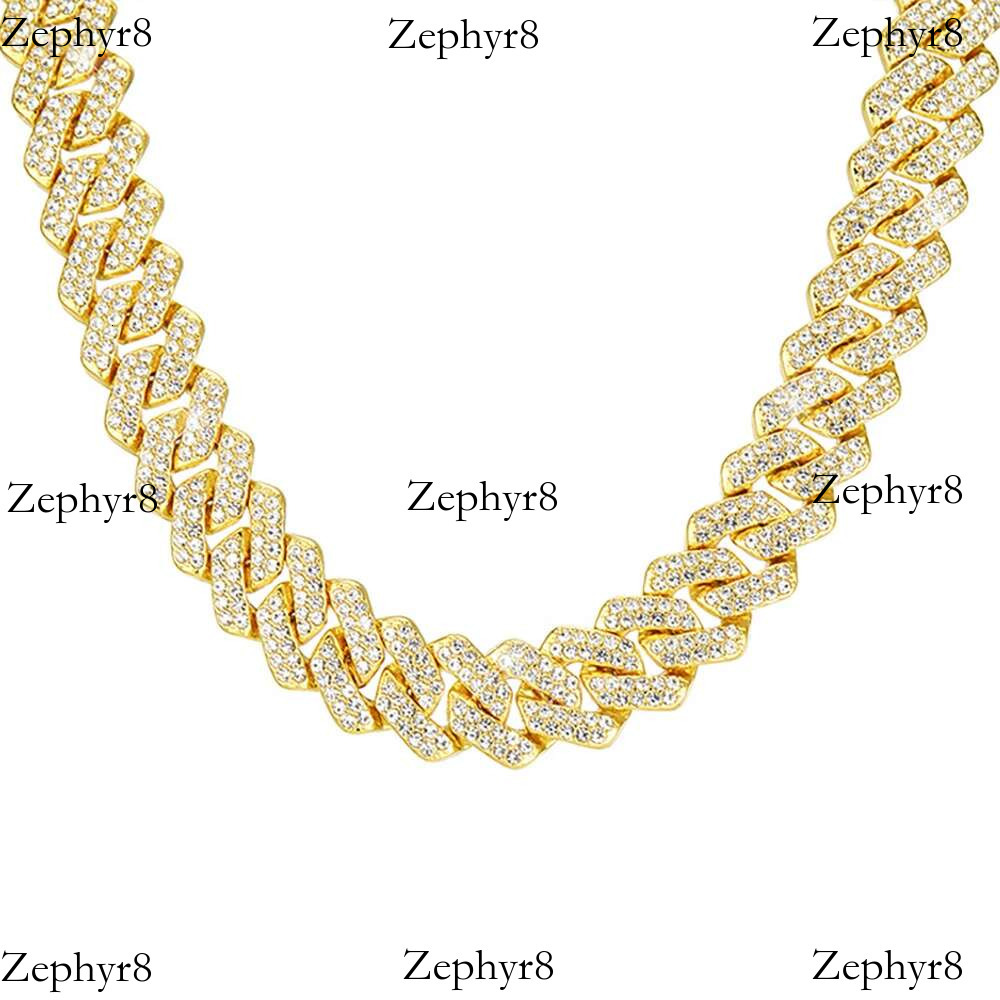 Hip Hop Shiny 14MM k Women Men Sier Color Rhie Iced Out Cuban Chain Punk Jewelry Necklace Gift