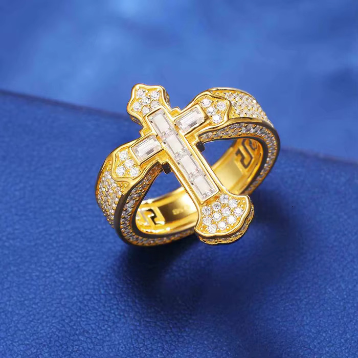 Exquisite 14K Gold Unisex Fine Ring Fashion Hip Hop Iced Out Original Moissanite Jewelry Rappers Diamond Rings