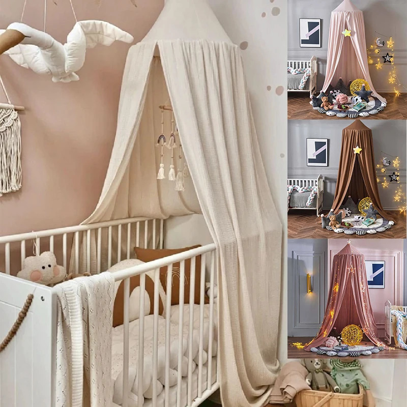Baby mosquito net crib ceiling childrens cotton dome curtains baby room decoration y250312
