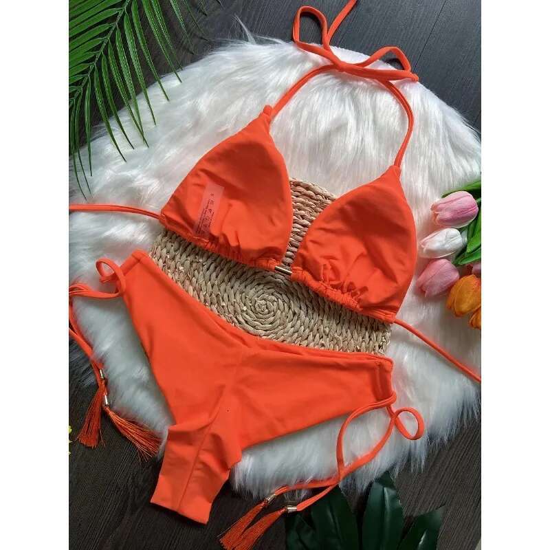 RUOTONSEPT Sexy Solid Color Bandage Bikinis Set Swimwear for Women Two Pieces Triangle Swimwear Brazilian Swimwear Biquinis