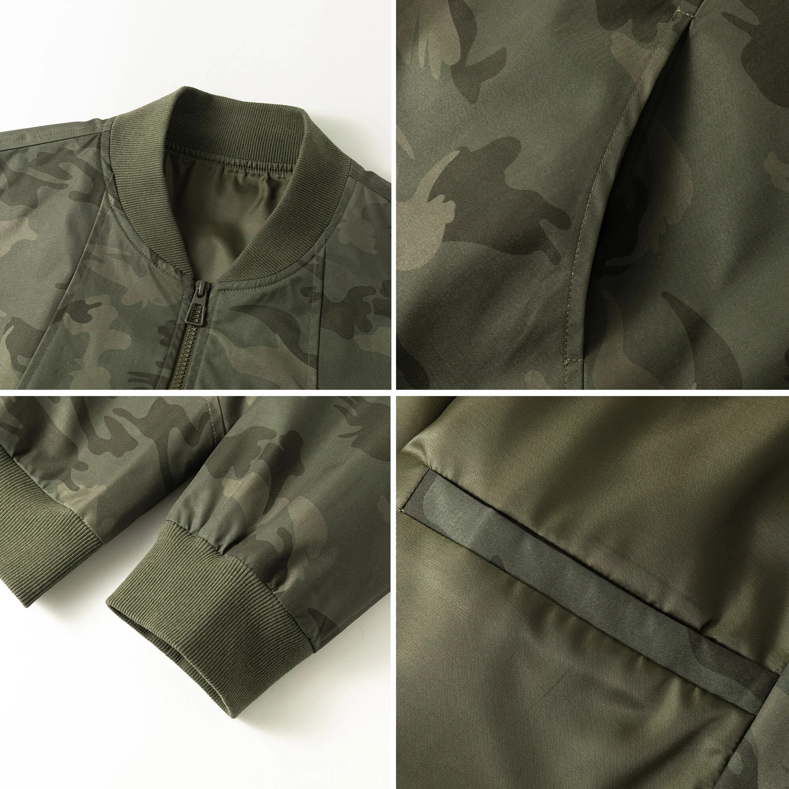 Mens camouflage bomber jacket retro spring zipper fashionable street baseball uniform 250312