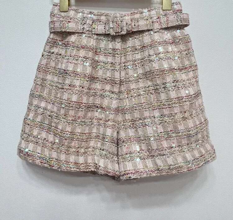 Women's High Waist Thin Sequin Waistband Fashion Elegant Shorts Female