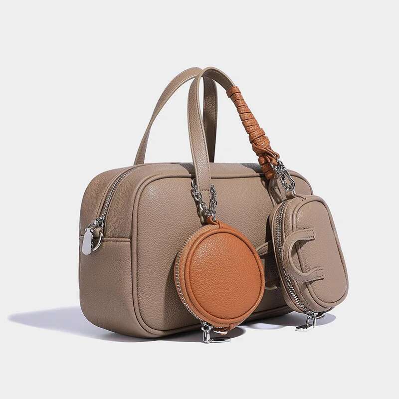 FIRMRANCH Niche Fashion Boston Bowg Retro Single Shoulder Diagonal Cross Bag Contrasting Color Design Purse