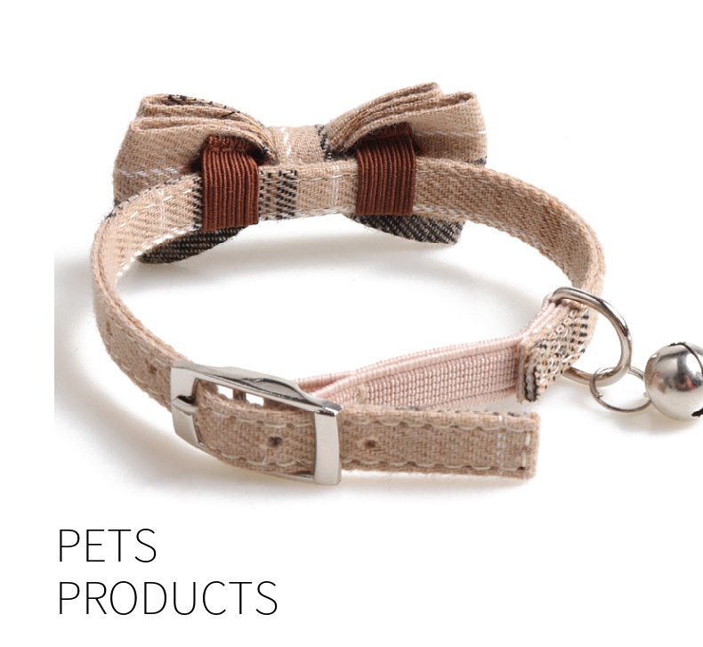 Breakaway Cat Collar with Bow Tie and Bell, Adjustable Cat Tie with Elastic Rope and Metal Buckle Cute Plaid Safety Kitty Collars for Birthday Pet Par