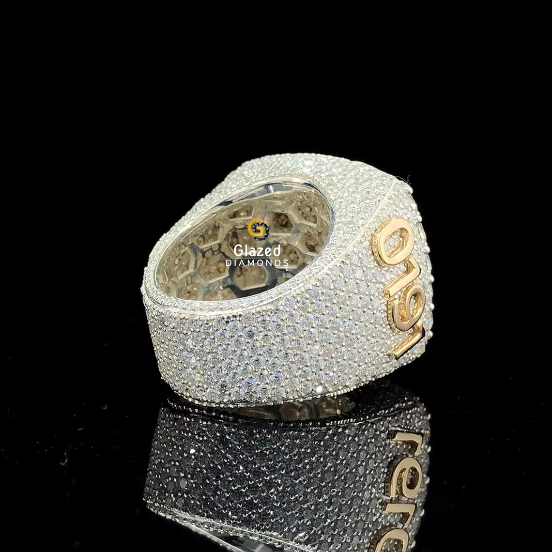 This Hip Hop Ring Is Made of 14KT Solid Gold and Original Moissanite Diamonds That Sparkle Beautifully Enhanced With VVS Clarity