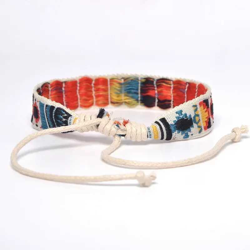 Bohemian style woven rope friendship bracelet mens cotton handmade charm bracelet and bangle ethnic jewelry giftXJ250315