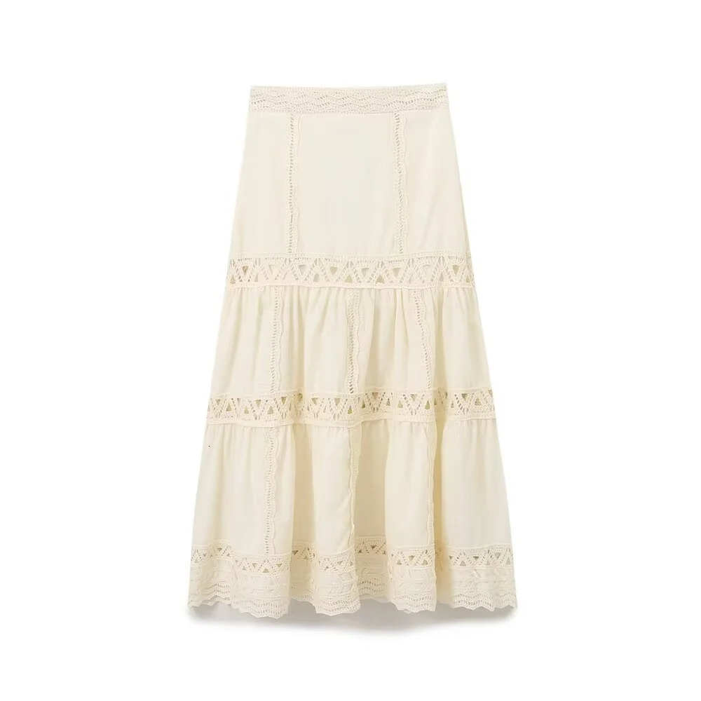 Zach Ailsa Summer Collection Womens Retro Round Neck Hollow Short Sleeve Crochet Top High Waist Half Skirt Casual Set 250312