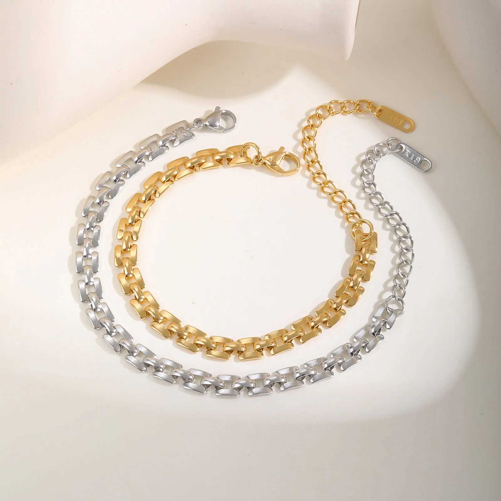 Square Hollow Link Chain Bracelet for Women Brand Style Stainls Steel Hypoallergenic Minimalist JewelryXJ250315