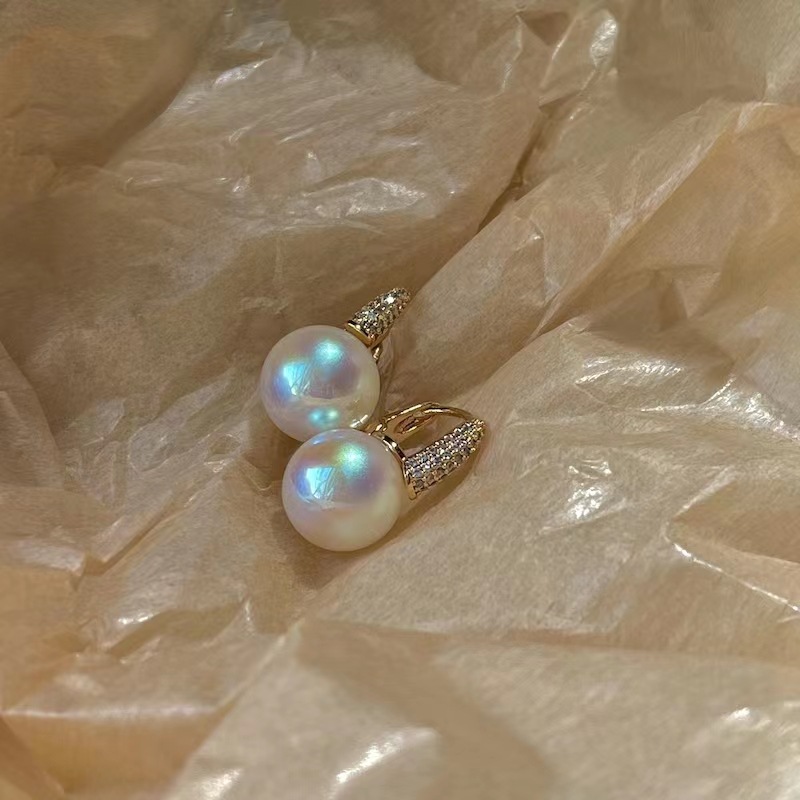 Elegant Faux Pearl Dangle Earrings with Sparkling Cubic Zirconia Accents