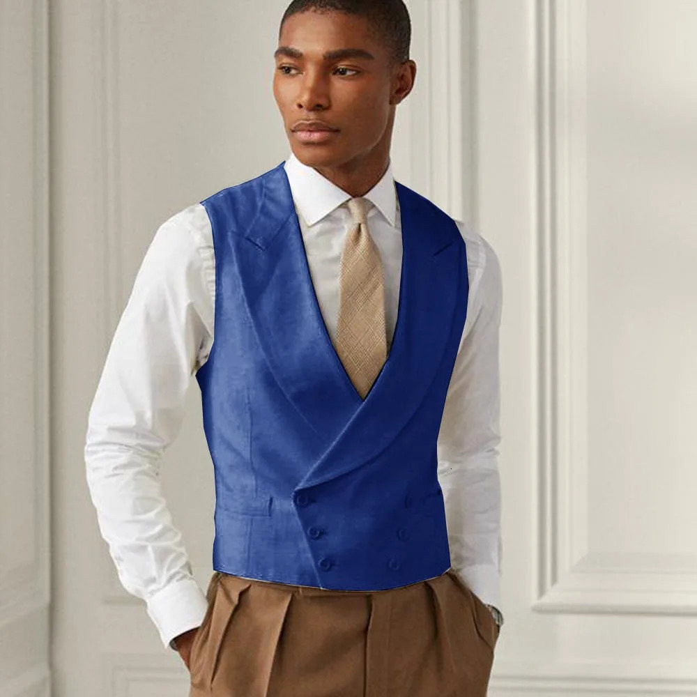 Mens Vest for Men Waist Coat Mens Spring and Summer Serge Vest Business Casual Double Breasted Sleeveless Vest Steampunk 250310