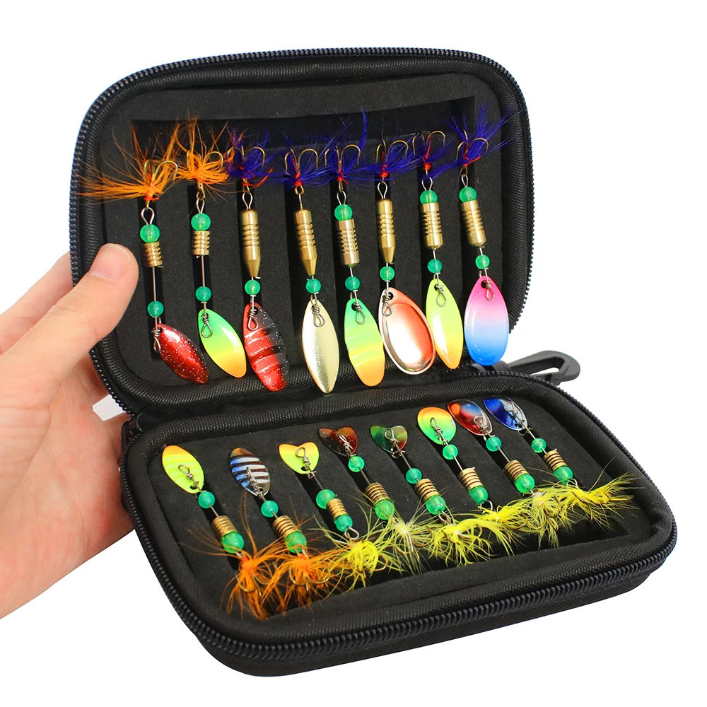 16pcs Fishing Spoons Lures Metal Baits Set for Trout Bass Casting Spinner Fishing Bait with Storage Bag Case 250314