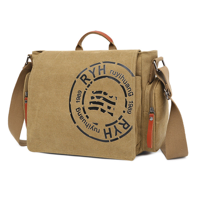 Canvas backpack with multiple compartments, fashionable shoulder business and leisure handbag, crossbody bag, men's official document computer ba