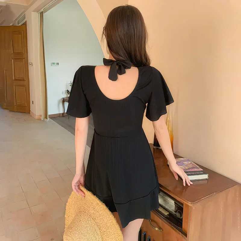 Large Korean mesh lace long size seven swimsuit womens fusion swimsuit ultra-thin swimsuit single piece swimsuitXJ250315