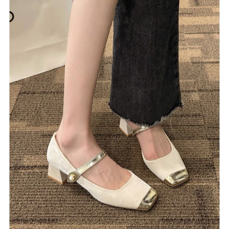 Mary Jane for women 2024 new spring/summer dress, thick heel, high-heeled sandals, French fairy gentle single shoes ddmypanda