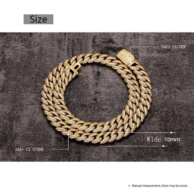 S Sterg Sier Round Cuban Chain Claw Setting AAA+ CZ Stone Bg Iced Out Necklace for Men Hip Hop Rapper jewelry