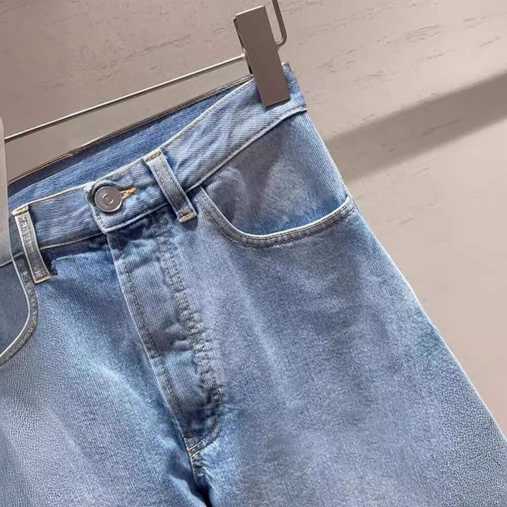 2024 Autumn Women's Denim Trousers Loose Washed Distressed Casual Jeans