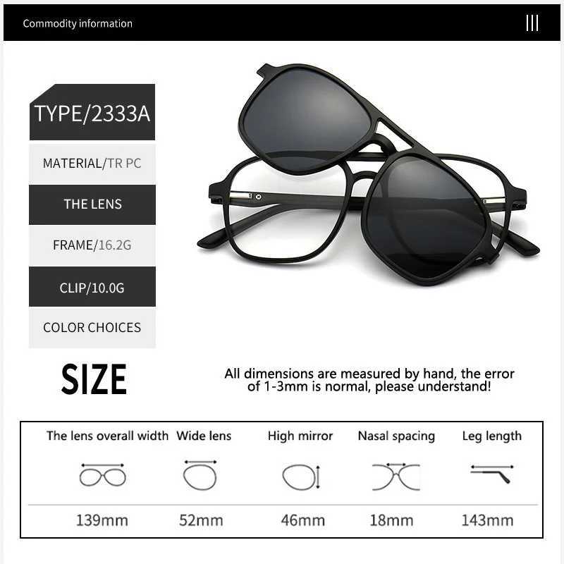 Magnetic Clip Sunglasses 6 In 1 Set Mirror Polarized Clip On Sun Glasses Male Female Driving Night Vision Goggles Sunglasses New W250315