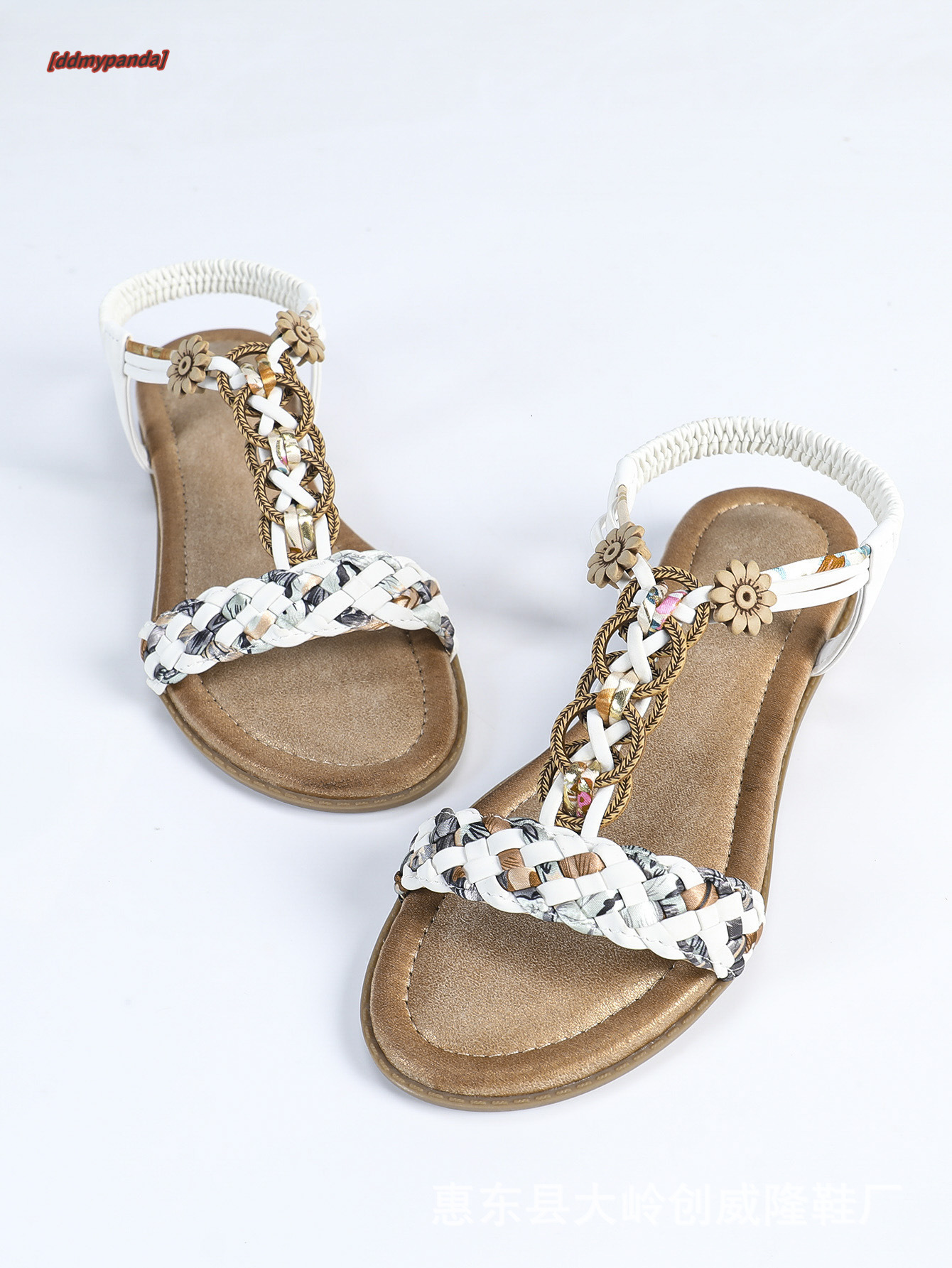 Bohemian 2025 Summer New Small Fragrant Style Large Beach Shoes Women's Flat Sandals ddmypanda