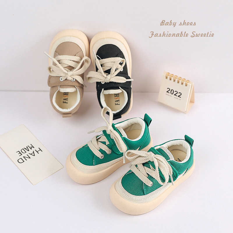 Athletic Outdoor JPF2286 Korean version childrens canvas shoes boys black lace up soft soled shoes girls spring and autumn new style childrens shoesY2
