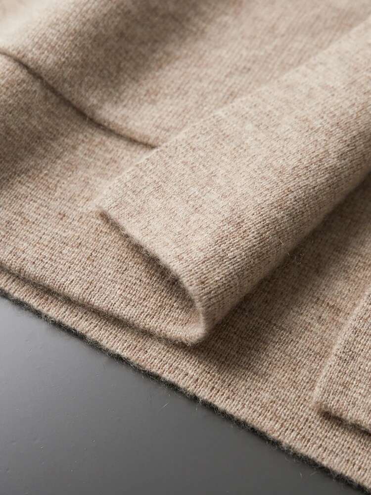 Ry New Men Cashmere Sweatercoat Suit Collor Single Button Cardigan Autumn Winter100% Merino Wool Knitwear Pocket Soft Jacket