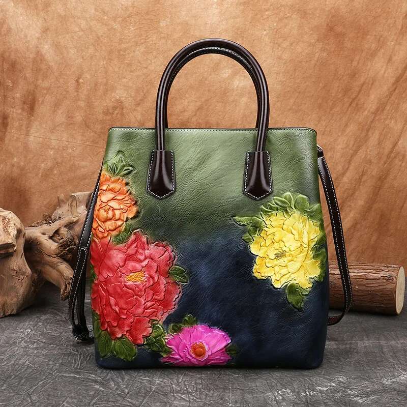 MOTAORA Retro Vintage Bucket Shoulder Bags For Women 2025 New Handmade Emed Leather Handbag Ral Tote Bag Female