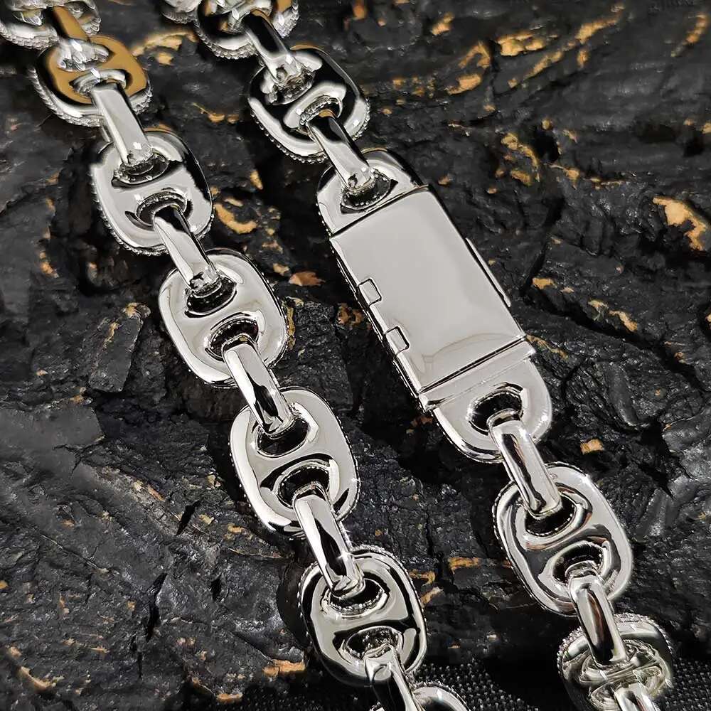 16mm Full Pave Shiny Zircon Miami Iced Out Pig Nose Chunky Cuban k Choker Hip Hop Fashion Necklace Drop Shipping