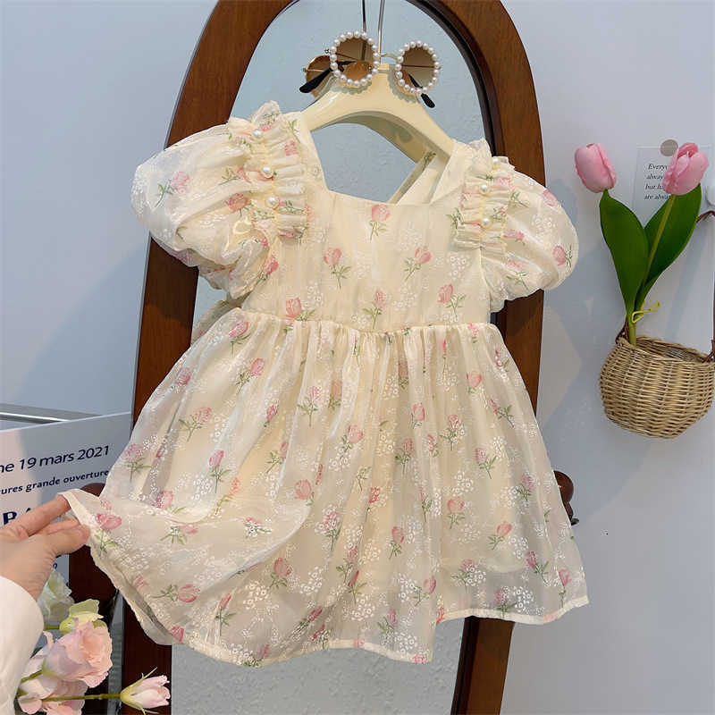 Girl's Dresses Summer New Style 2025 Little Girl Bow Short Sleeve Fashion Dress Summer Dress Baby Girl Western Princess Dress Trendy