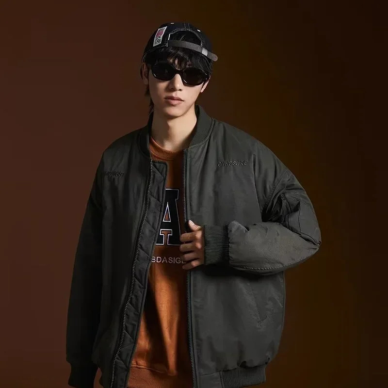 Autumn mens letter ed bomber jacket street aesthetic baseball uniform casual loose motorcycle 250313