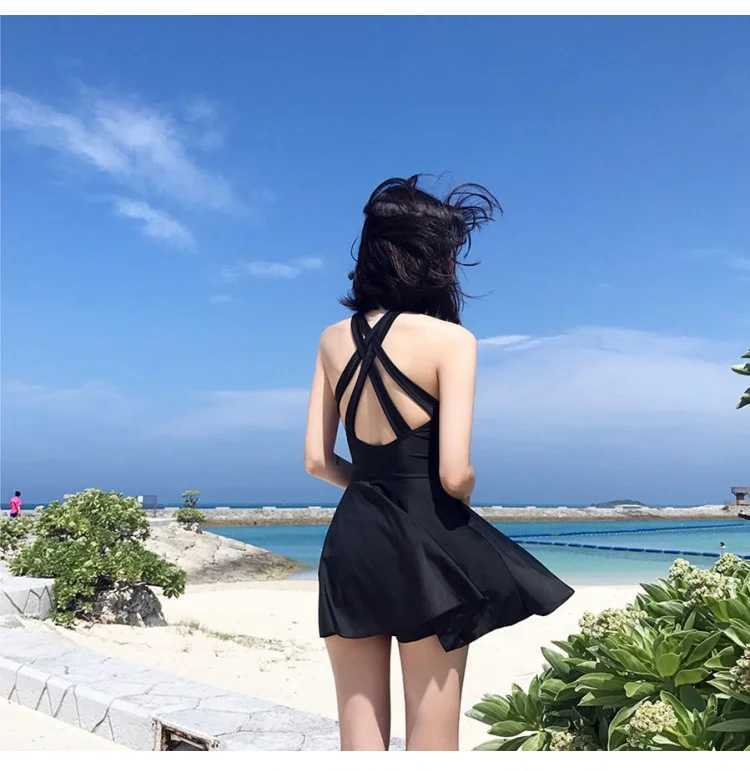 Sexy black Mush one-piece swimsuit Monokini Plus size swimsuit womens bikini one-piece swimsuit with Skirt Bathsuit Swim DrXJ250315
