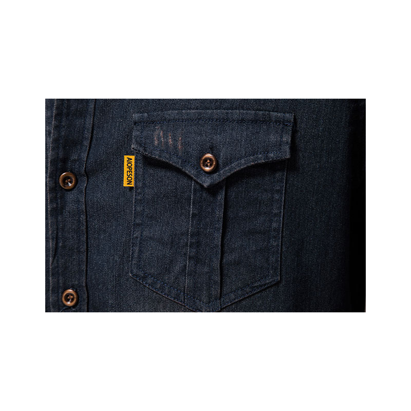 Men's Button Down Shirts Denim Long Sleeve Casual Loose Shirt Tops with Pockets m085