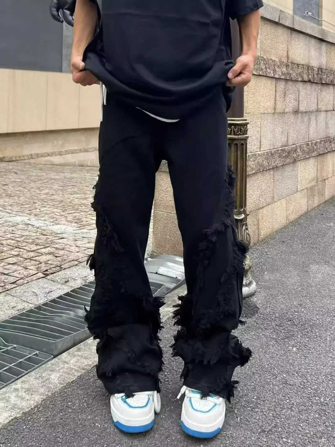 American style Erosion Damage Primitive Edge Street Jeans Harajuku Style Hip Hop Dance Straight White Jeans Womens Y2k ClothingT250319