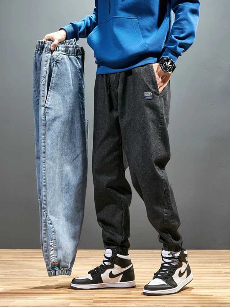 Big Size Mens Jogger Jeans 6XL 7XL 8XL Streetwear Black Blue Casual Denim Cargo Pants Stretch Cotton Taper Jeans Baggy TrousersT250315