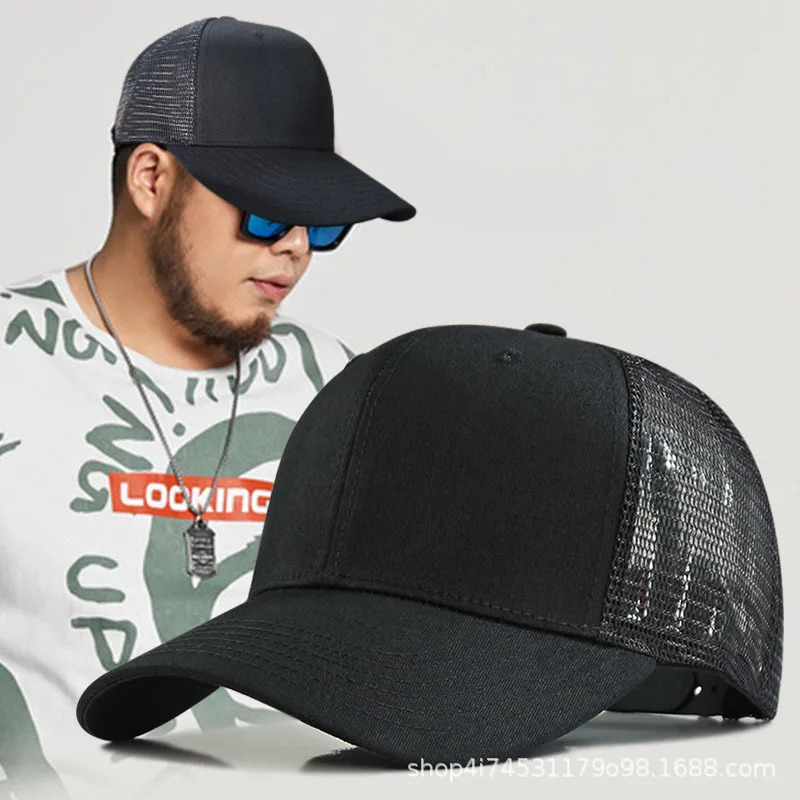 XXL grid baseball cap big head round duck summer mens breathable tongue sun travel outdoor sun hat womens M641 250314