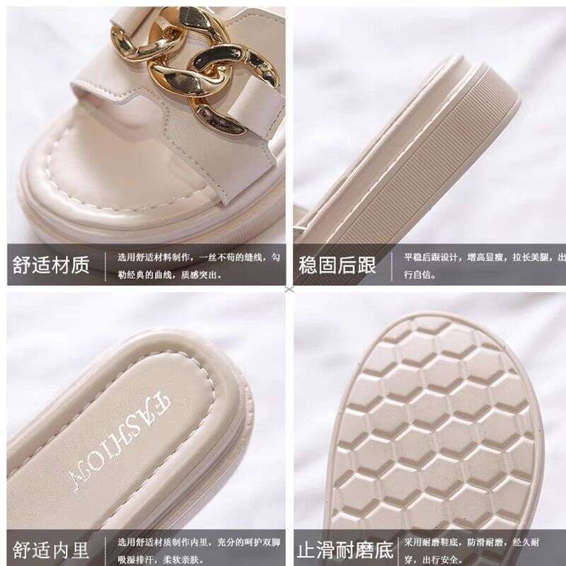 Sandals for women in the summer of 2024, fashionable thick sole, casual flat bottom, small fragrant style, non slip, versatile cool