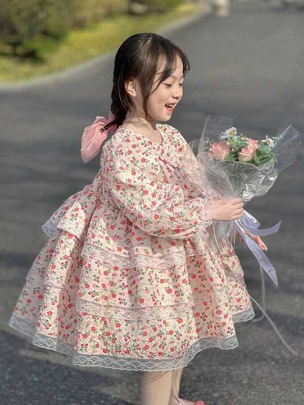 Girl's Dresses Lolita Princess Dress Children's Spring and Autumn 2025 New Long Sleeve Puff Skirt Super Fairy Skirt Spring Girls' Dress