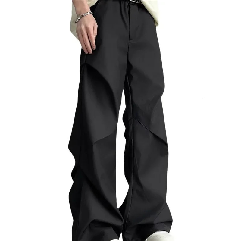 Nichen Sensibility loose fit casual bell bottom mens fashion ankle pants elegant Chinese style 250313