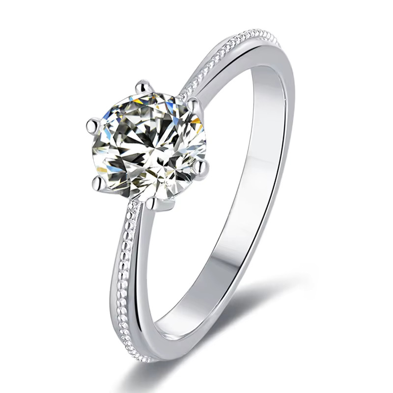 AISMI High-Grade 1 Karat Moissanite Ring S925 Sterling Silver Wedding Proposal Six-Claw One Piece Dropshipping