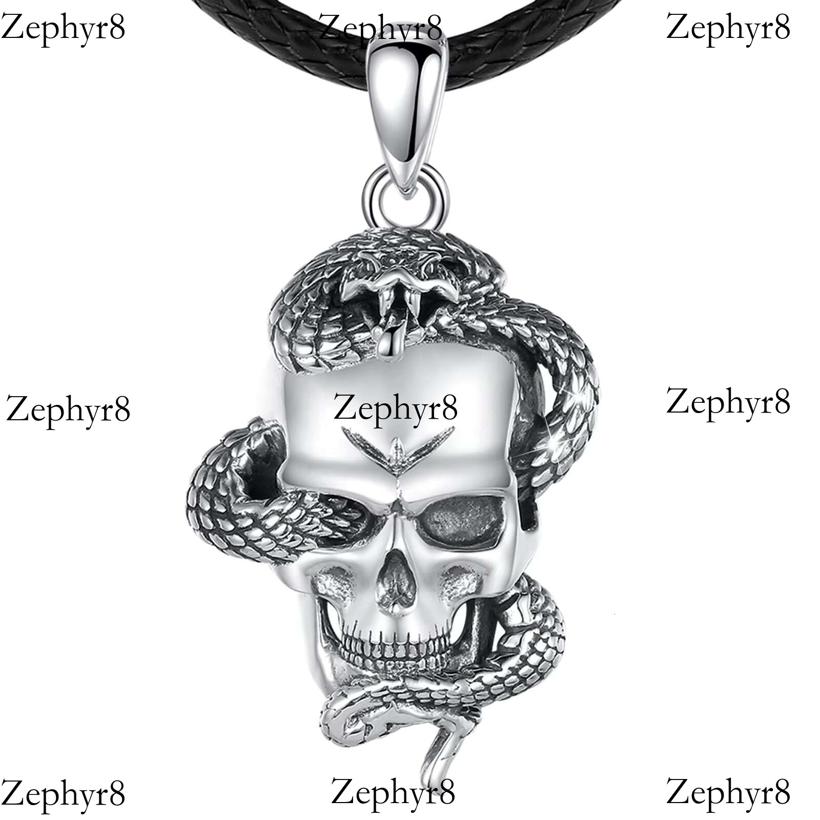 2025 New model Sterg Sier Jewelry Gothic Cobra Snake Punk Skull Design Latest Model Fashion Male Pendant Necklace