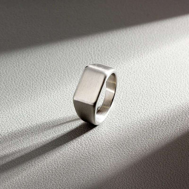 HNSP 316L Stainless Steel Ring For Men 2024 Smooth Rectangular Seal Rings Finger Jewelry Accessories