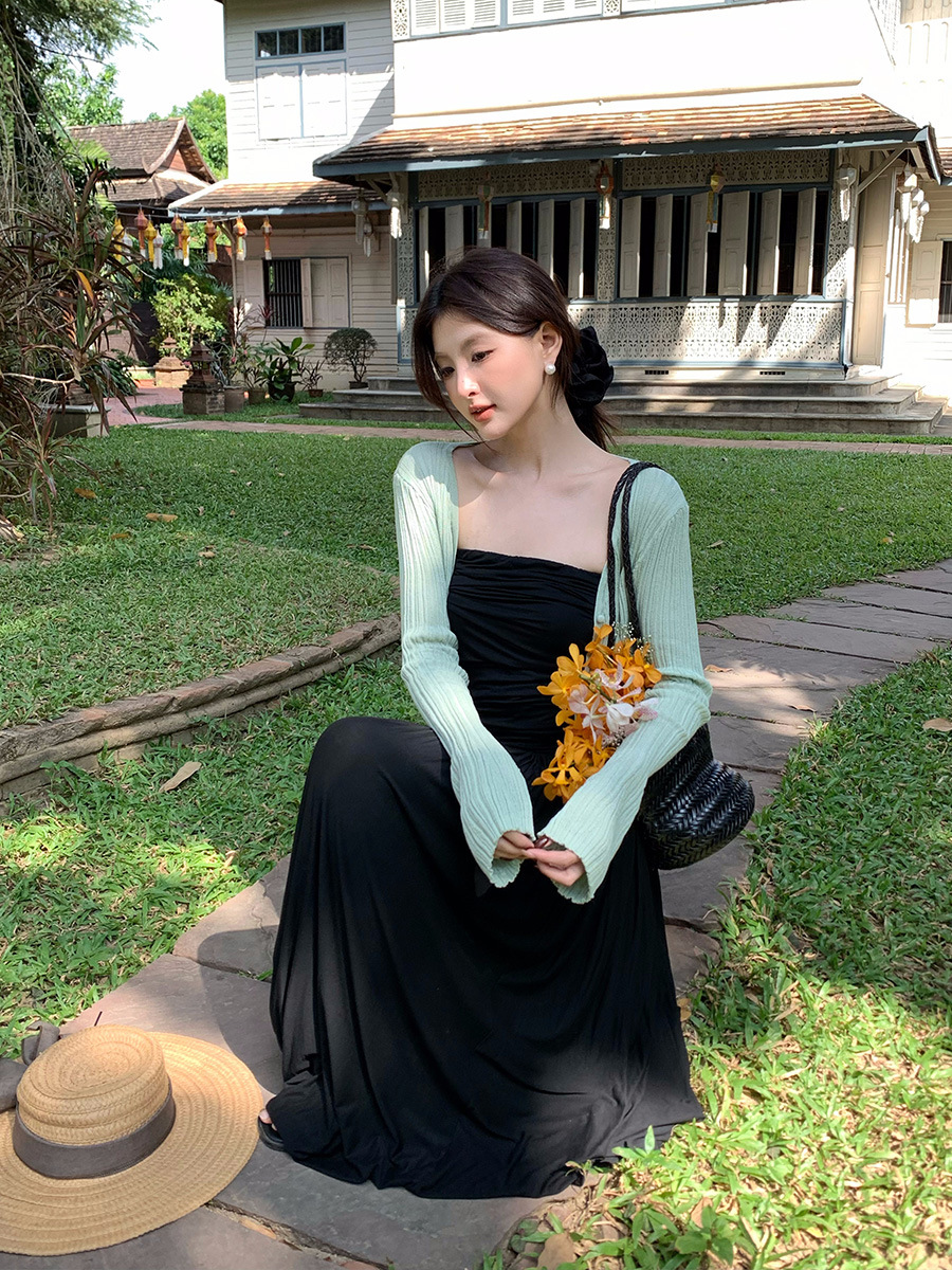 K516023 Spring and summer new high waist elegant tube top dress high-grade long skirt for women
