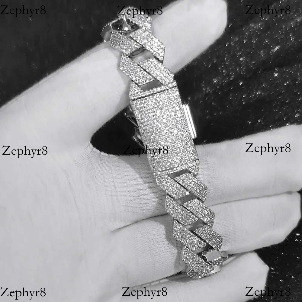 2025 New model 15mm 4 Rows CZ iced Box Buckle man hip hop necklace bg full dia miami cuban k chain Jewelry