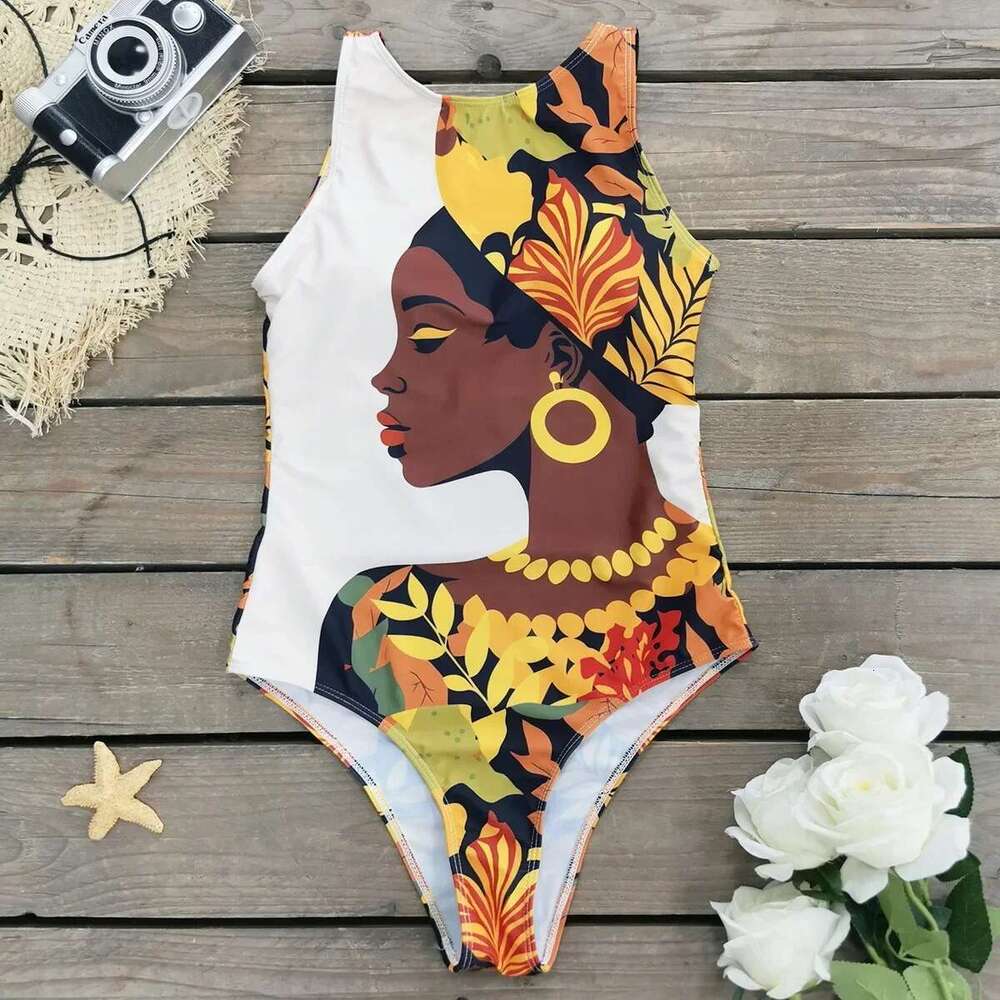 Classic printed lace up printed one-piece swimsuit for women, push up flower one-piece set for beach wear, women's swimsuit