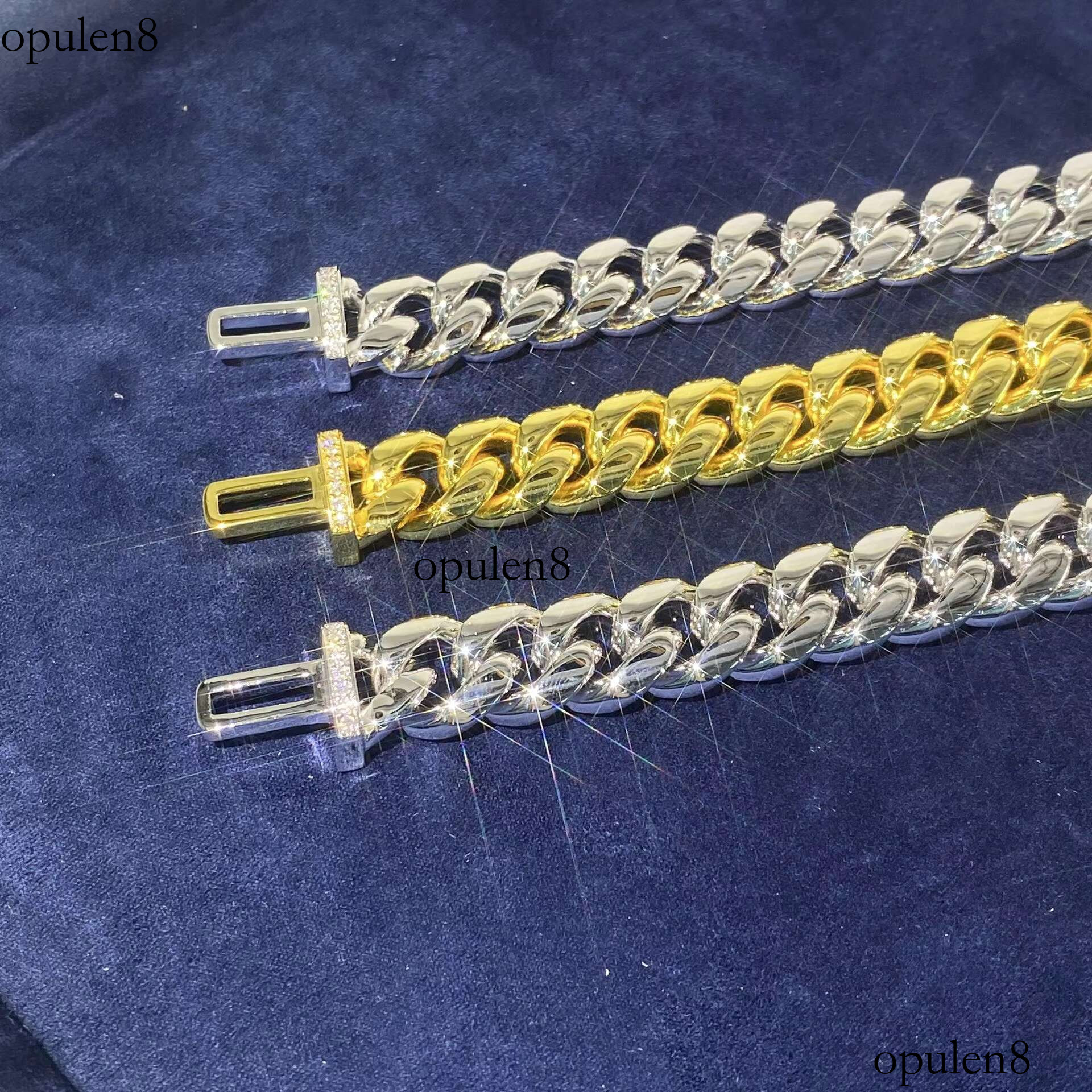Wholesale Iced Out Cuban k Chain 8-10 mm Moissanite Sier Bracelets for Men Hip Hop Gift 16K GOLD Platinum Plated