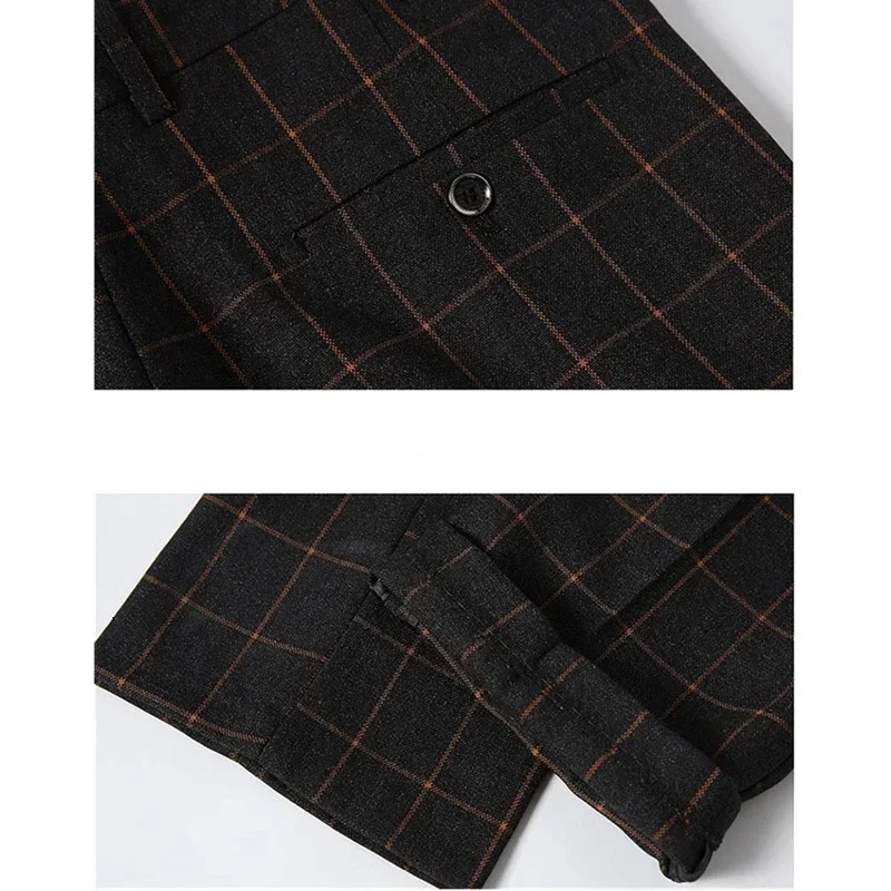 Burgundy Plaid mens suit pants business casual Asian sizes 2938 available in blue gray black striped 250313
