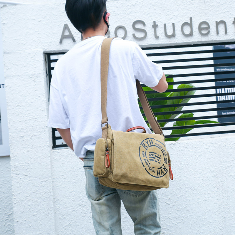 Canvas backpack with multiple compartments, fashionable shoulder business and leisure handbag, crossbody bag, men's official document computer ba