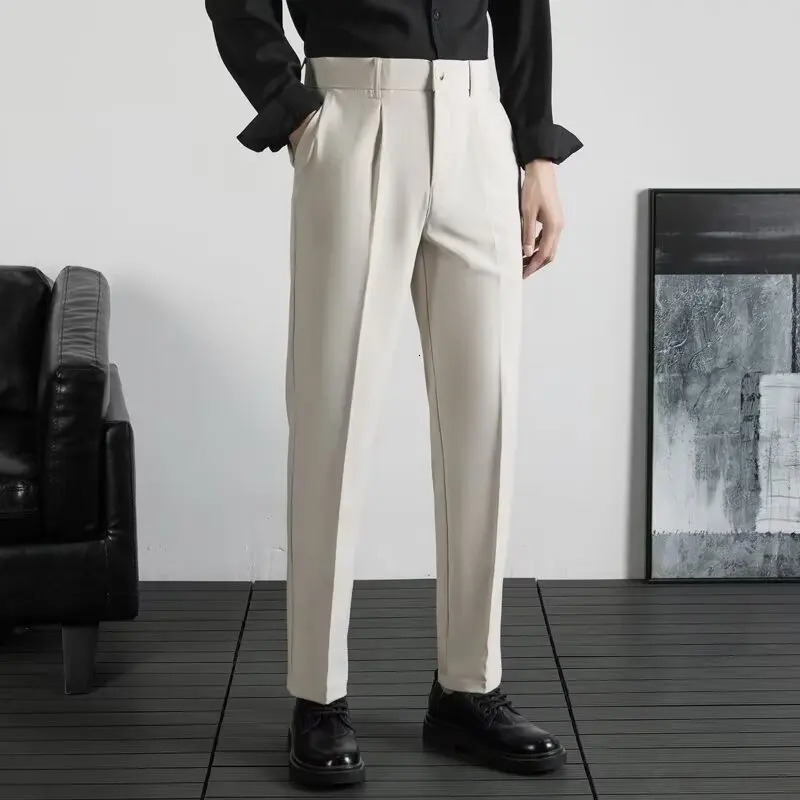 Spring and Autumn Korean Fashion Men Trousers High Quality Elegant Man Dress Pants Summer Classic Mens Formal Clothes 250313